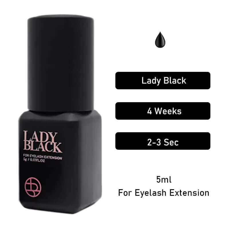 5Bottles Korea Lady Black Eyelash Extension Glue Individual Black Cap Waterproof Adhesive for Sensitive 5Ml Makeup Beauty Tool