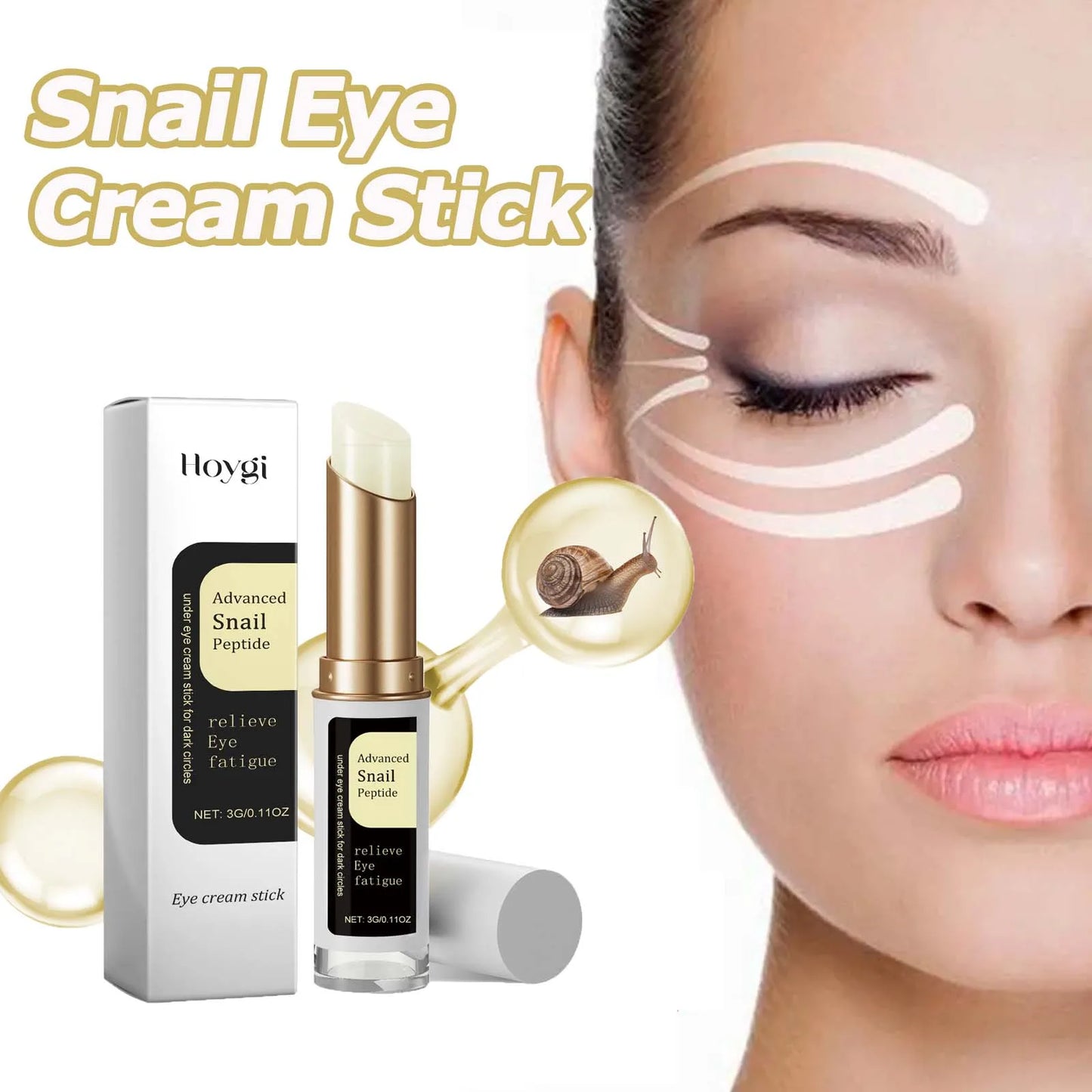 Snail Eye Cream Stick Collagen Fade Fine Lines Wrinkle Lightening Dark 