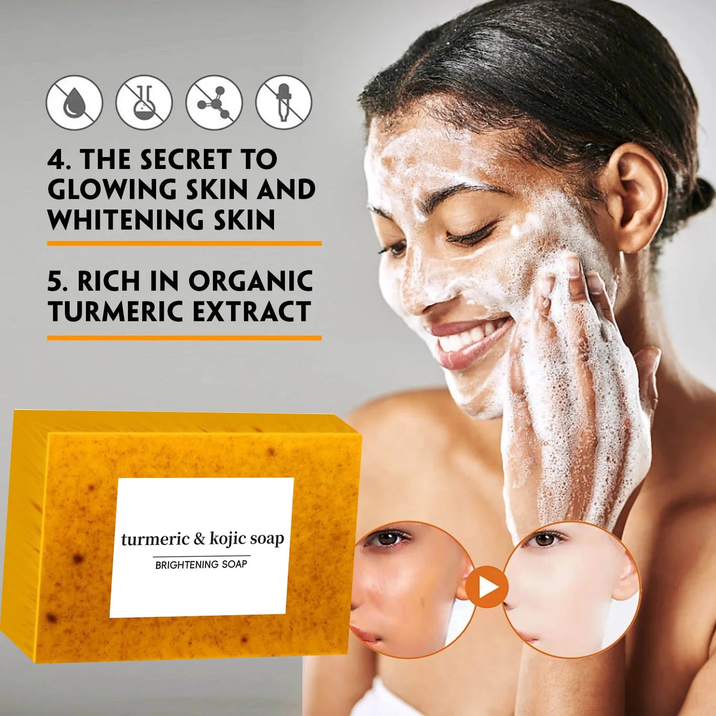 Turmeric Kojic Acid Glow Soap Smooth Skin Deep Cleansing Handmade Soap