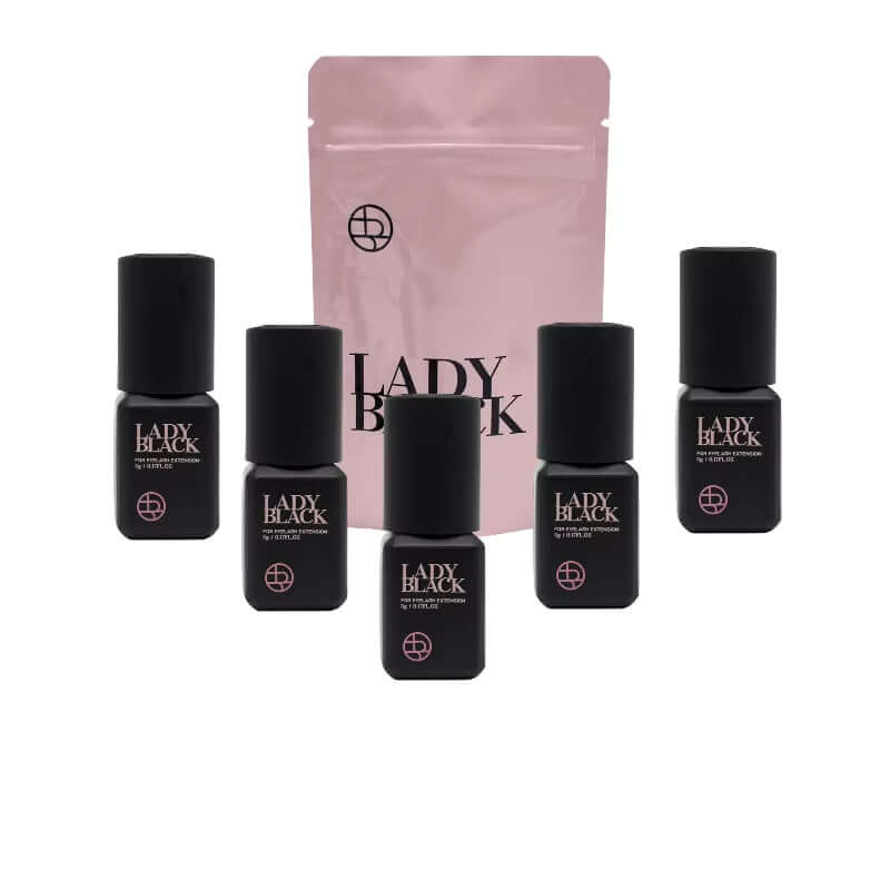 5Bottles Korea Lady Black Eyelash Extension Glue Individual Black Cap Waterproof Adhesive for Sensitive 5Ml Makeup Beauty Tool